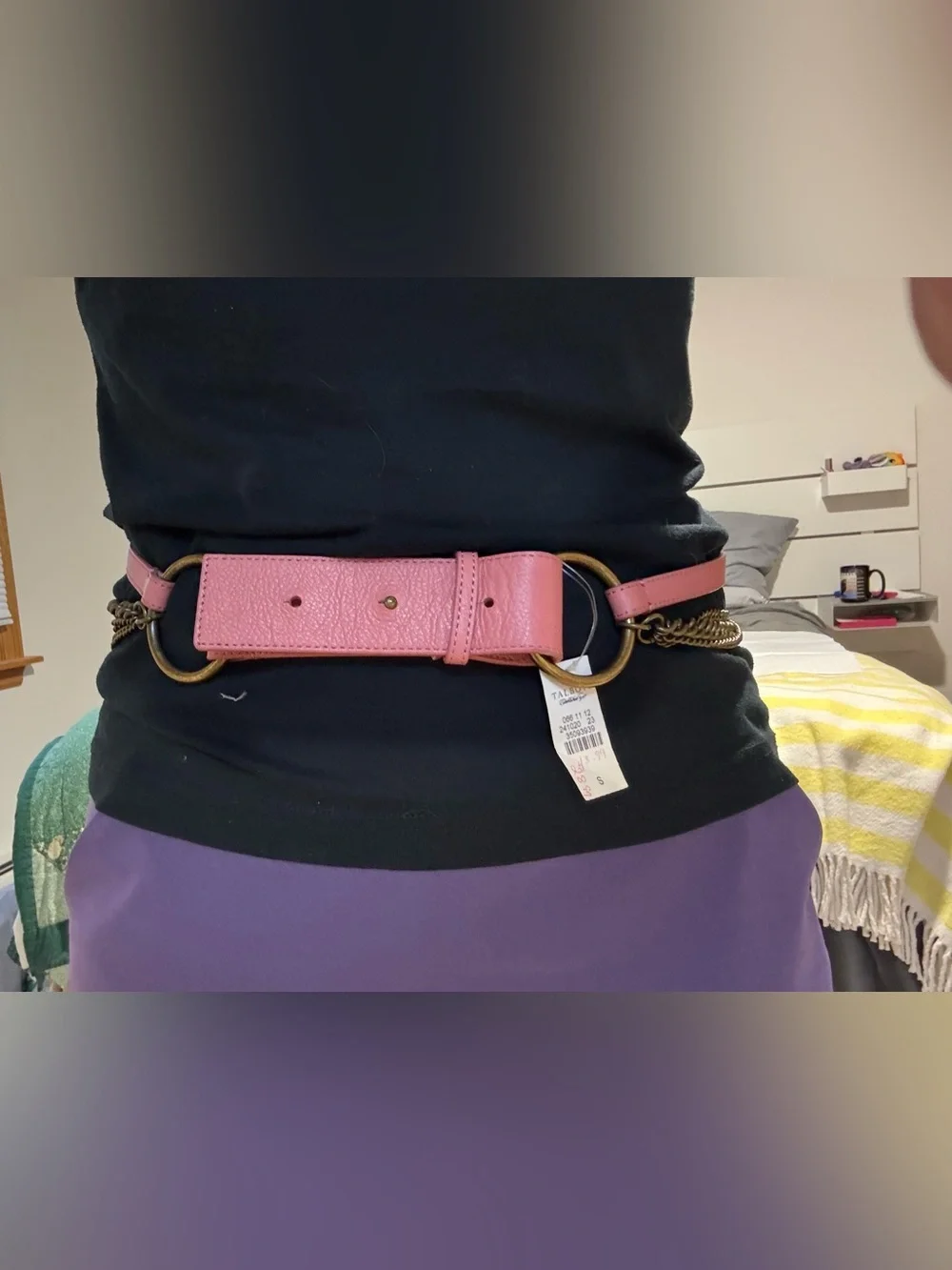 Talbot’s Women's Coral Leather Chain Belt, S, NWT